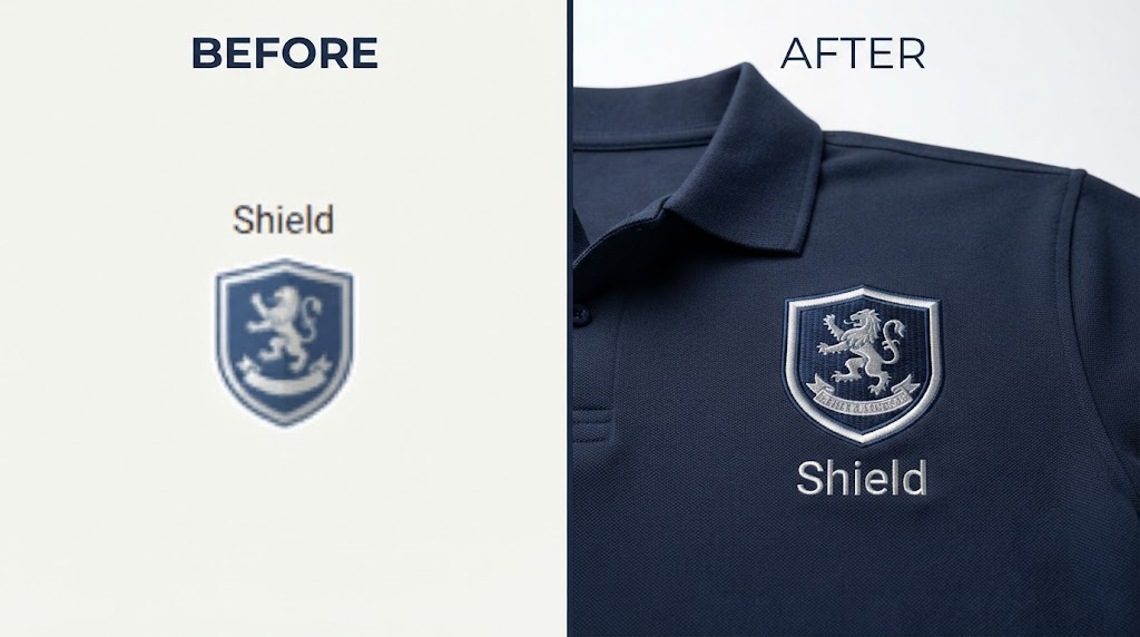 Left Chest Digitizing Before After